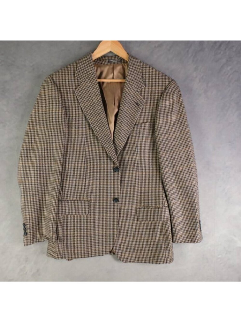 Loro Piana Jacket Mens 42R Brown Navy Houndstooth Blazer Two Button